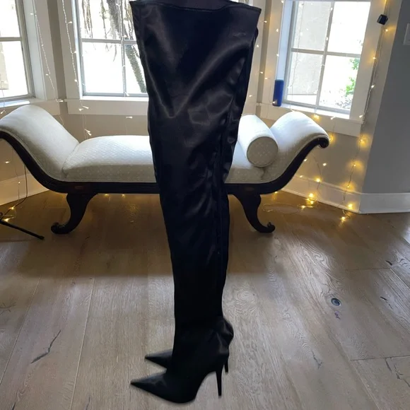 Jeffrey Campbell over the knee satin boots - Picture 1 of 6